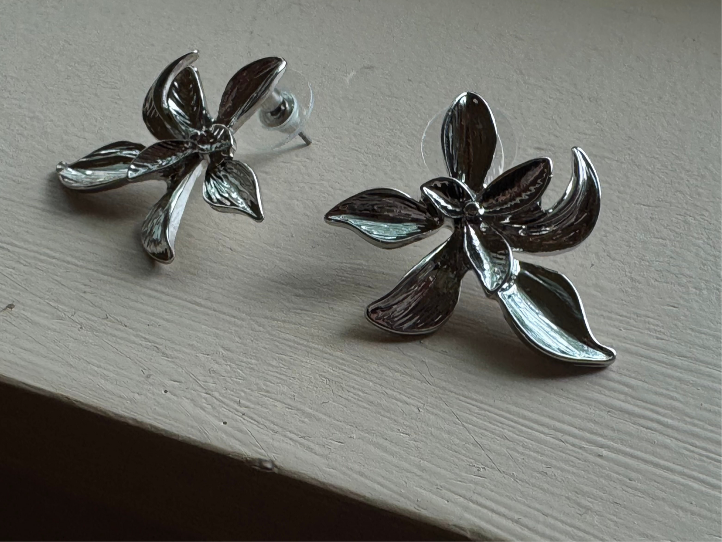 Silver Orchid Earrings