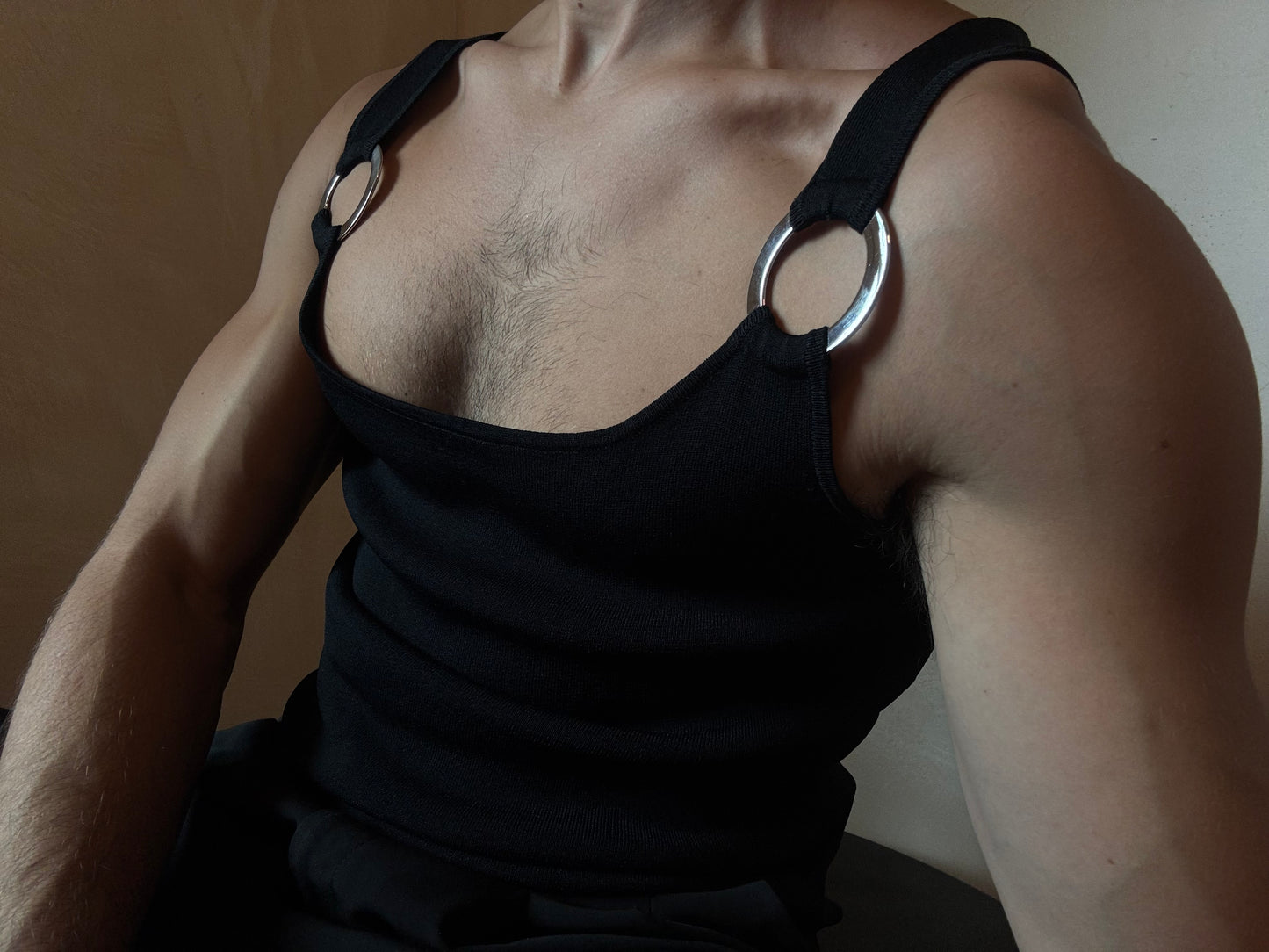 Black O-Ring Ribbed Tank Top