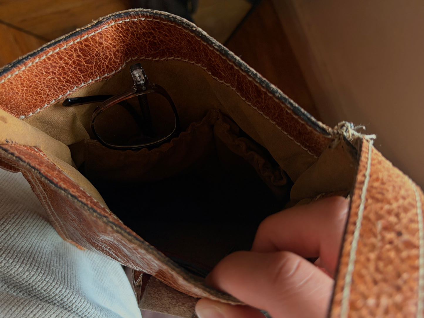 Italian Leather Crossbody — Worn-In Patina