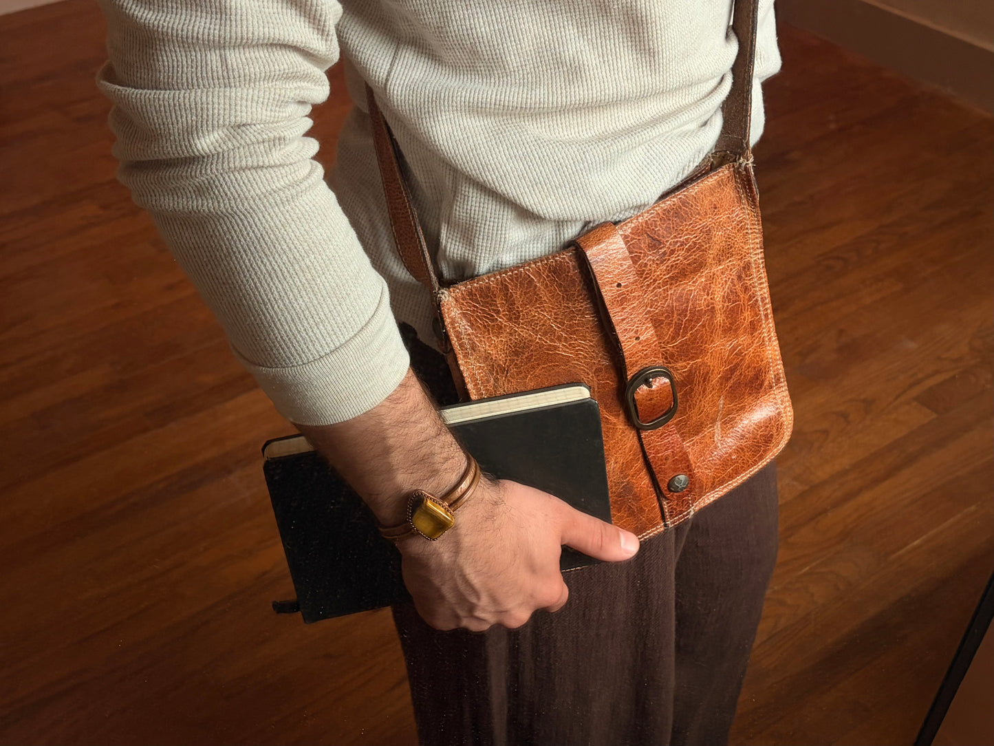 Italian Leather Crossbody — Worn-In Patina
