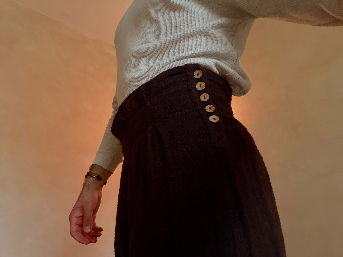 Vintage High-Waisted Pleated Wool-Blend Trousers