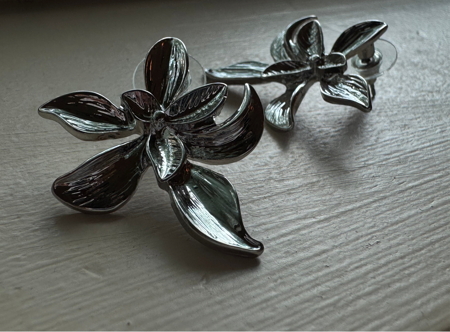 Silver Orchid Earrings