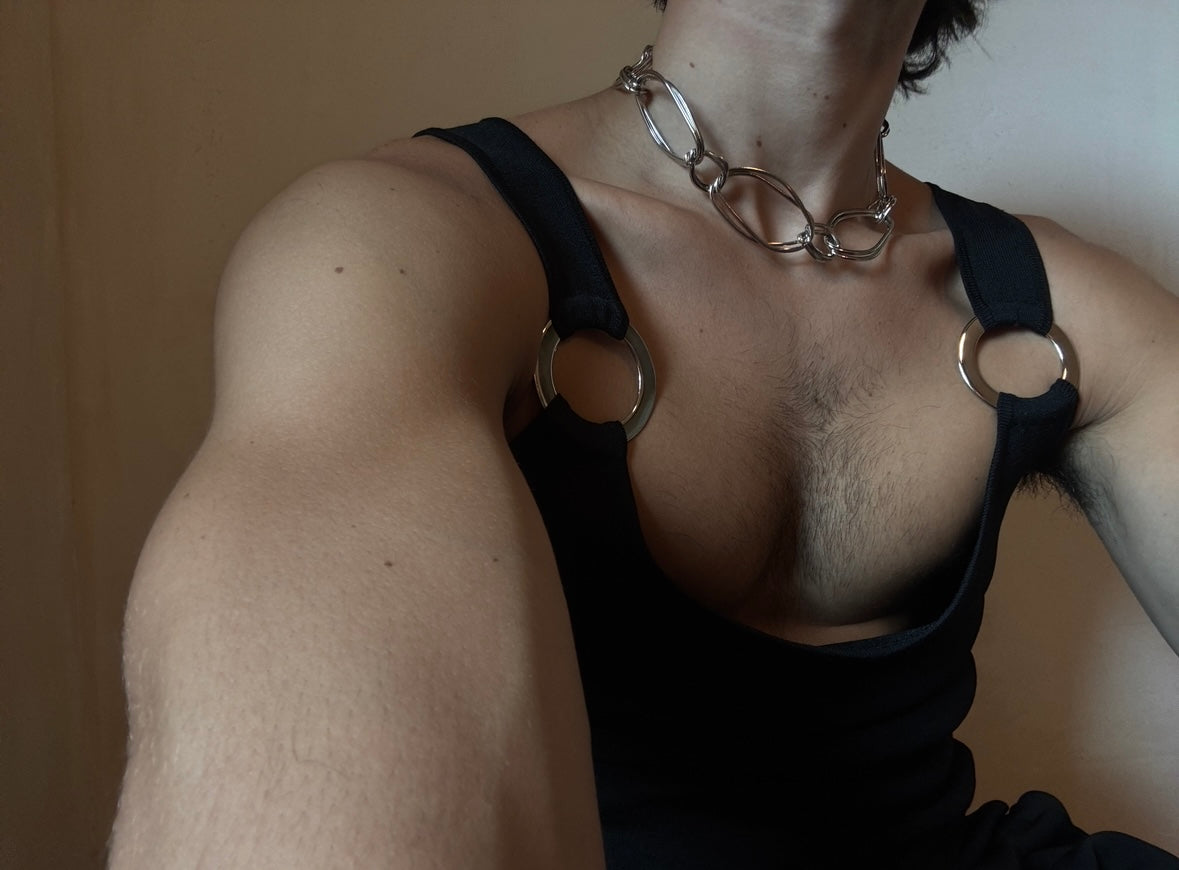 Silver-Tone Interlocking Link Necklace