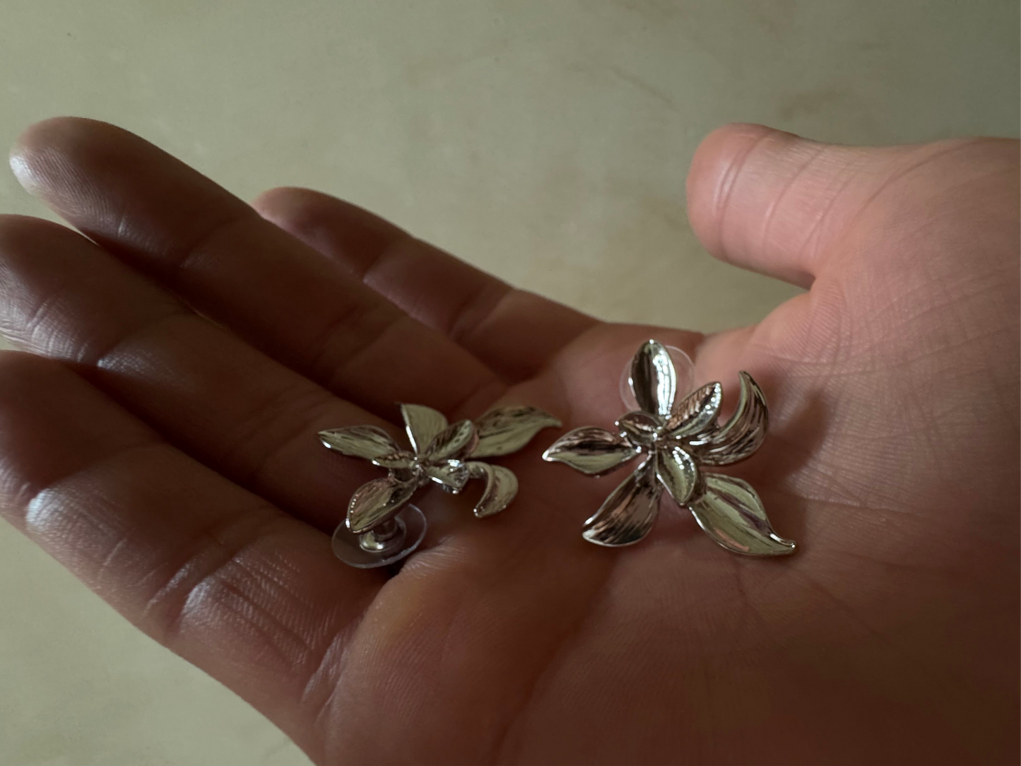 Silver Orchid Earrings