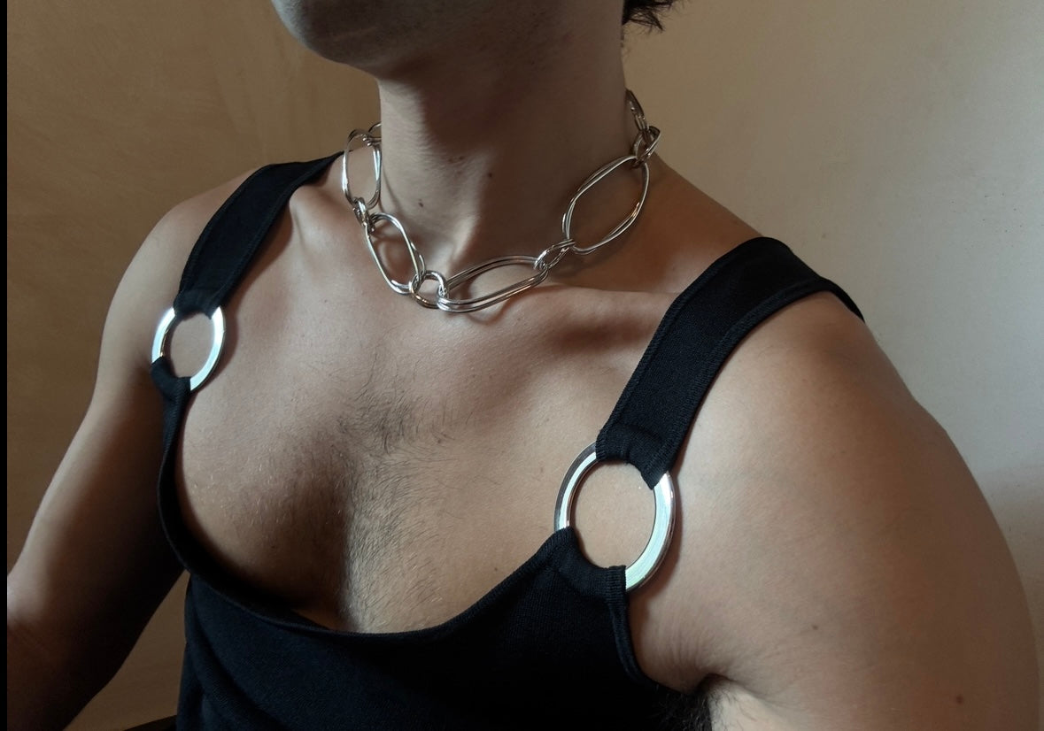 Silver-Tone Interlocking Link Necklace