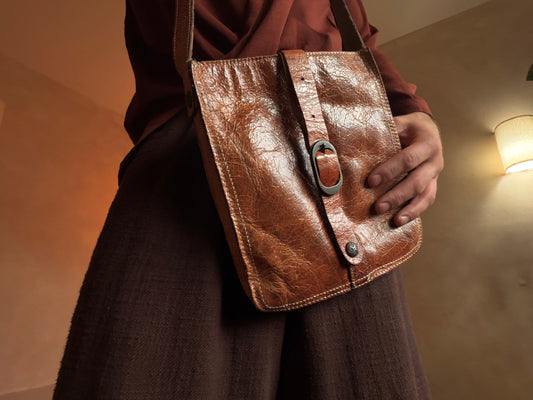 Italian Leather Crossbody — Worn-In Patina