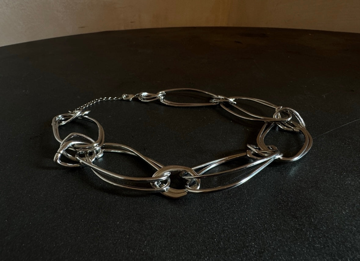 Silver-Tone Interlocking Link Necklace