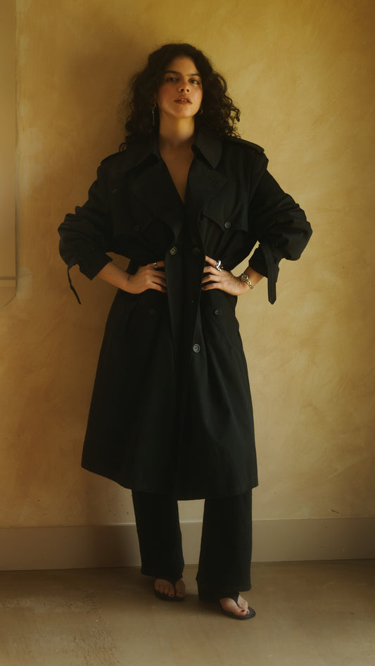 90s All-Weather Overcoat with Belted Cuffs