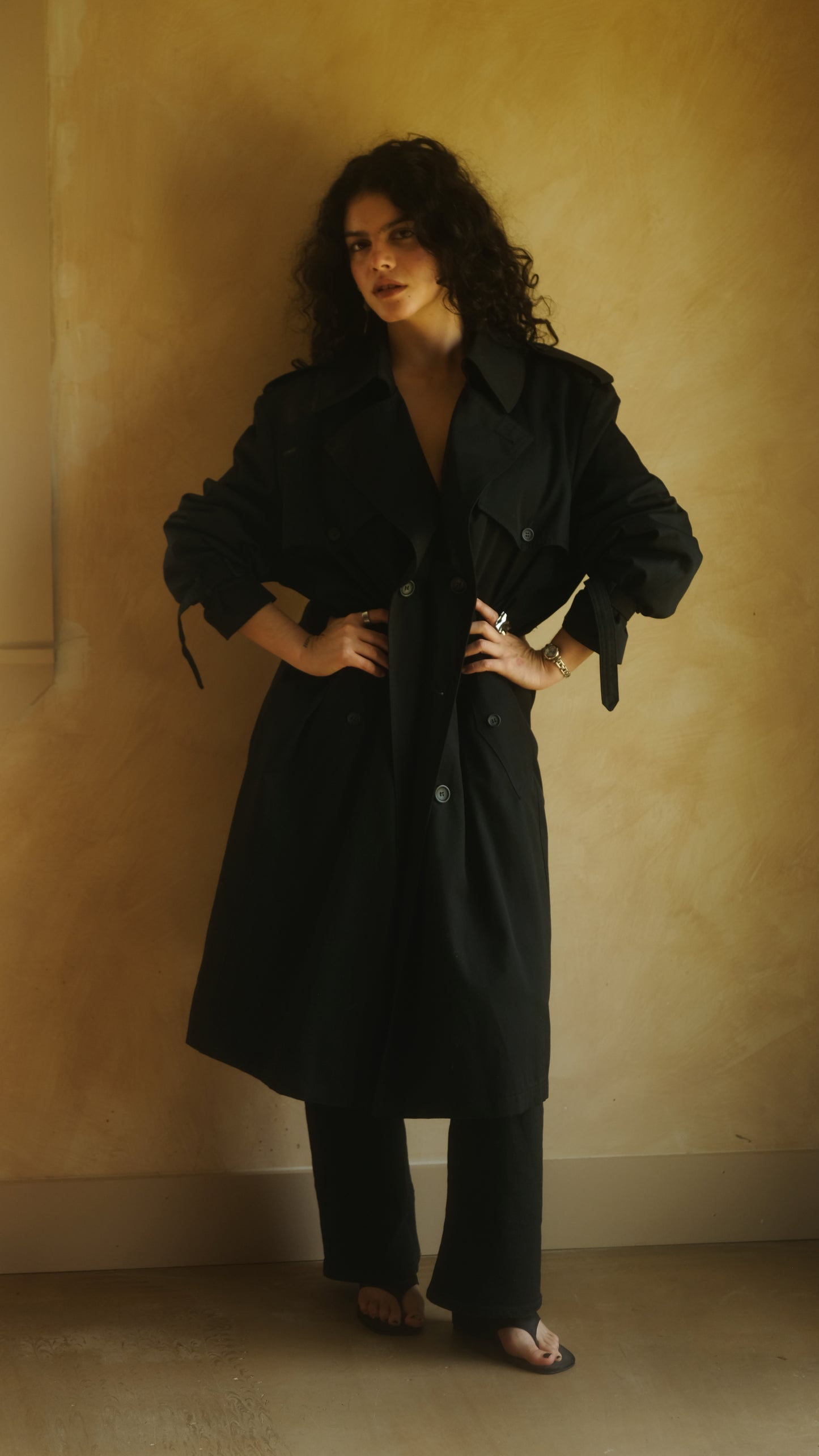 90s All-Weather Overcoat with Belted Cuffs