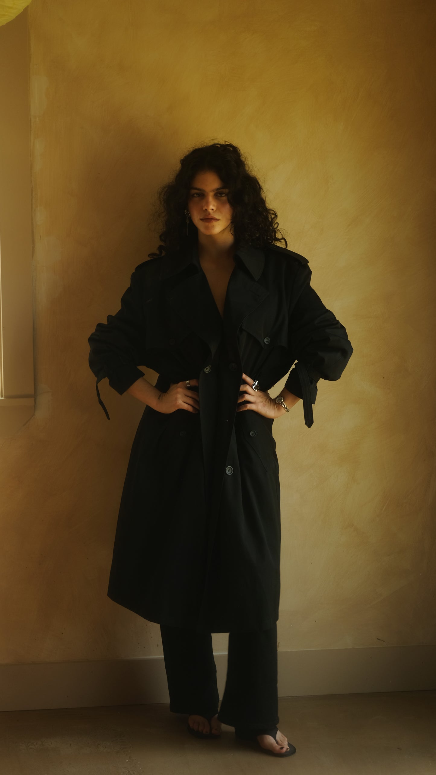 90s All-Weather Overcoat with Belted Cuffs