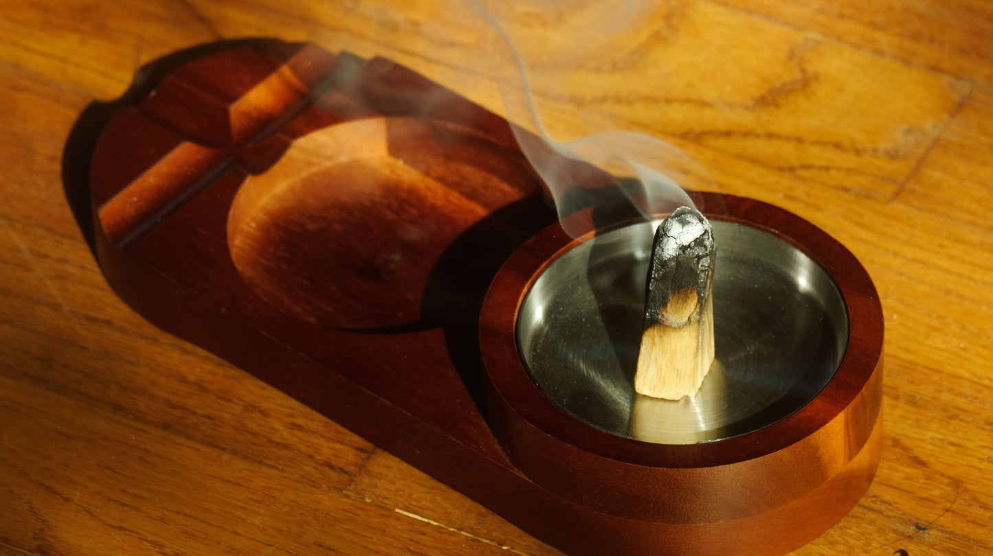 Modular Walnut & Stainless Steel Ashtray