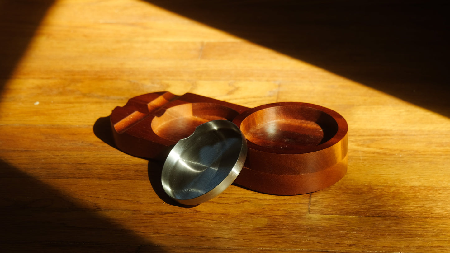 Modular Walnut & Stainless Steel Ashtray