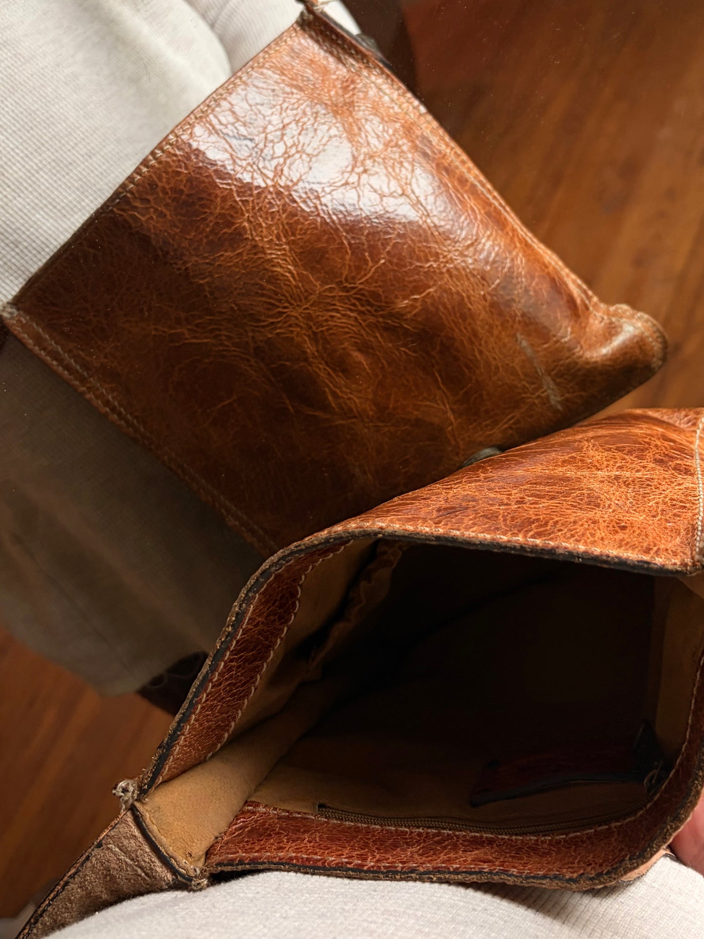 Italian Leather Crossbody — Worn-In Patina